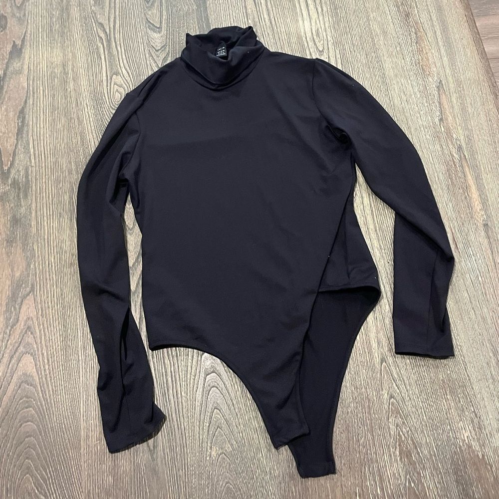 SHEIN Bodysuit Long Sleeves Turtleneck Casual Minimalist Stretch Black Size 12